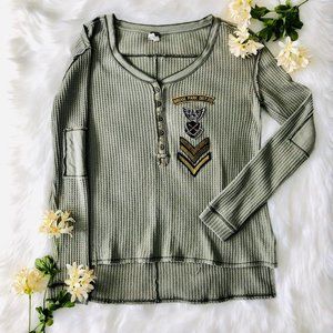 Free People Bridge Park Long Sleeve Army - XS